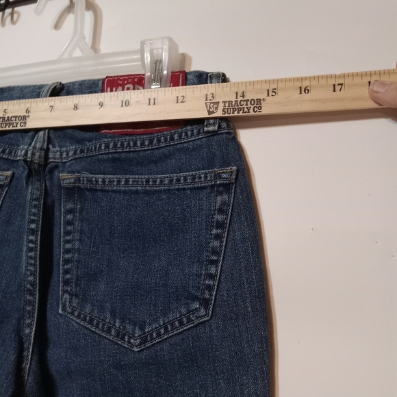 Y2K Western Hard Tail Jean Durable USA Cowgirl Mid Rise Mid Blue 26 Straight Zip - Picture 9 of 14